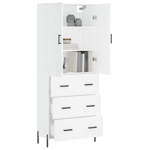 vidaXL højskab 69,5x34x180 cm konstrueret træ hvid