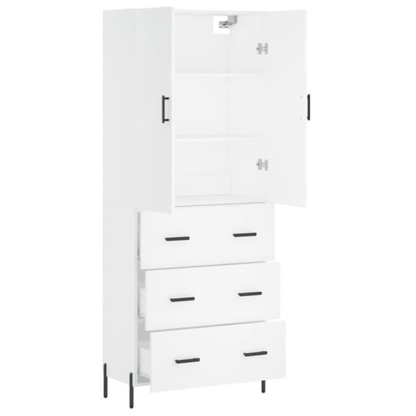 vidaXL højskab 69,5x34x180 cm konstrueret træ hvid