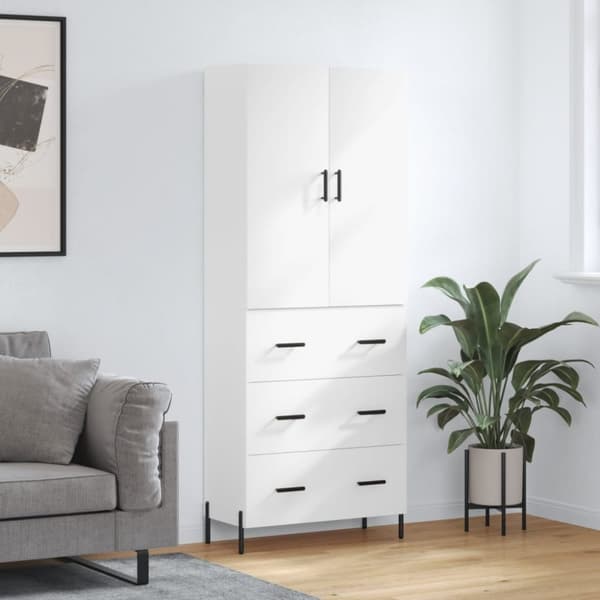 vidaXL højskab 69,5x34x180 cm konstrueret træ hvid