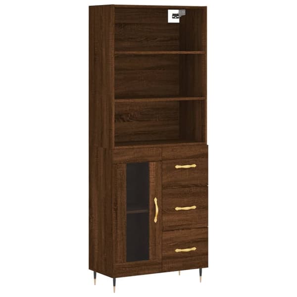 vidaXL højskab 69,5x34x180 cm konstrueret træ brun egetræsfarve