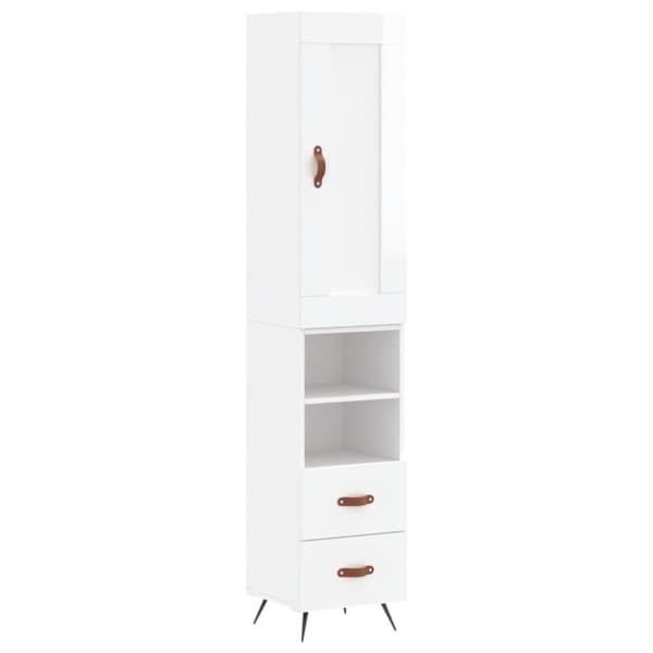 vidaXL skab 34,5x34x180 cm konstrueret træ hvid højglans