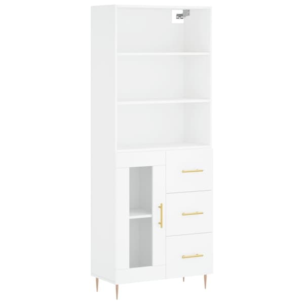 vidaXL Highboard hvit 69,5x34x180 cm konstruert tre