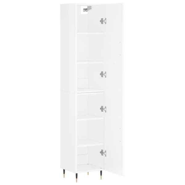 vidaXL Highboard høyglans hvit 34,5x34x180 cm konstruert tre