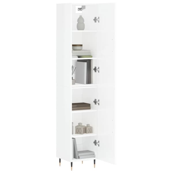 vidaXL Highboard høyglans hvit 34,5x34x180 cm konstruert tre