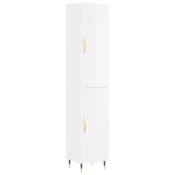 vidaXL Highboard høyglans hvit 34,5x34x180 cm konstruert tre