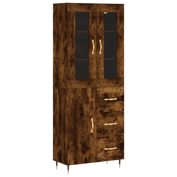 vidaXL Högskåp rökfärgad ek 69,5x34x180 cm konstruerat trä
