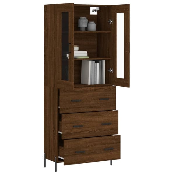 vidaXL Highboard brun eik 69,5x34x180 cm konstruert tre