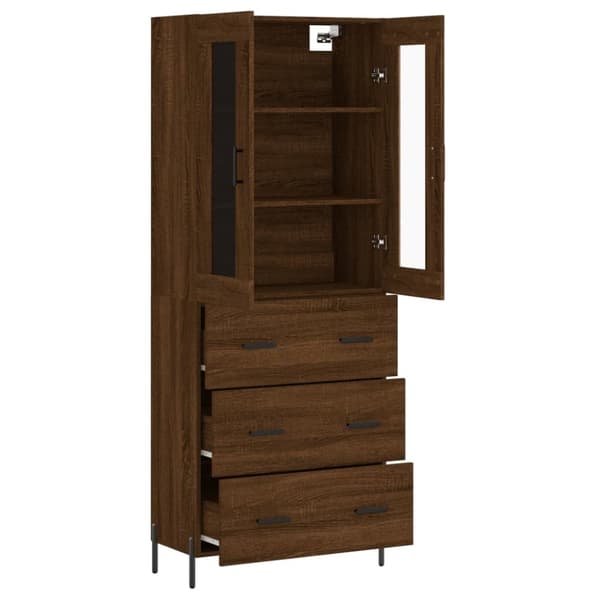 vidaXL Highboard brun eik 69,5x34x180 cm konstruert tre