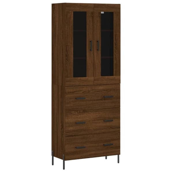 vidaXL Highboard brun eik 69,5x34x180 cm konstruert tre
