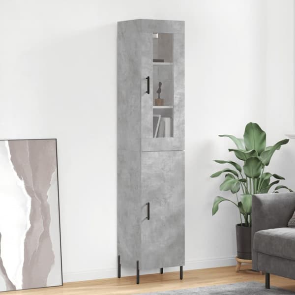 vidaXL Kaappi betoninharmaa 34,5x34x180 cm tekninen puu