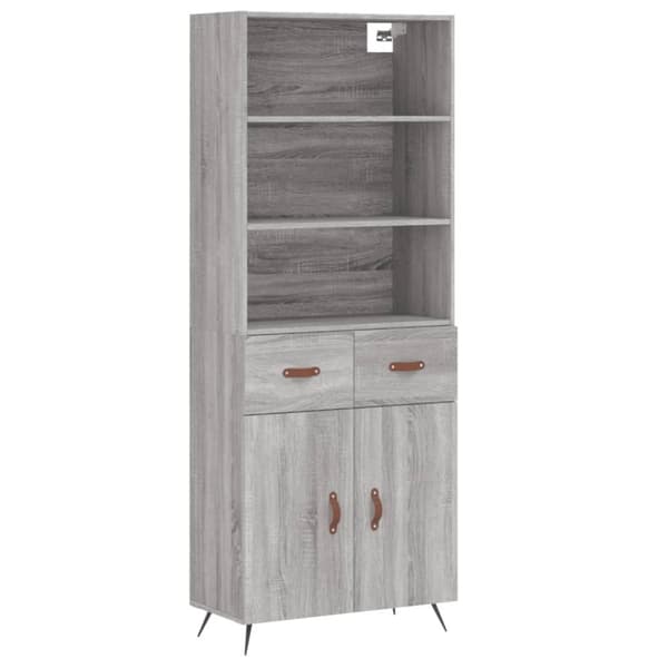 vidaXL højskab 69,5x34x180 cm konstrueret træ grå sonoma-eg