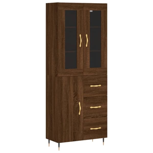 vidaXL Highboard brun eik 69,5x34x180 cm konstruert tre