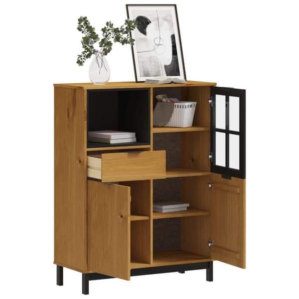 vidaXL skab med glaslåge FLAM 92x40x122,5 cm massivt fyrretræ