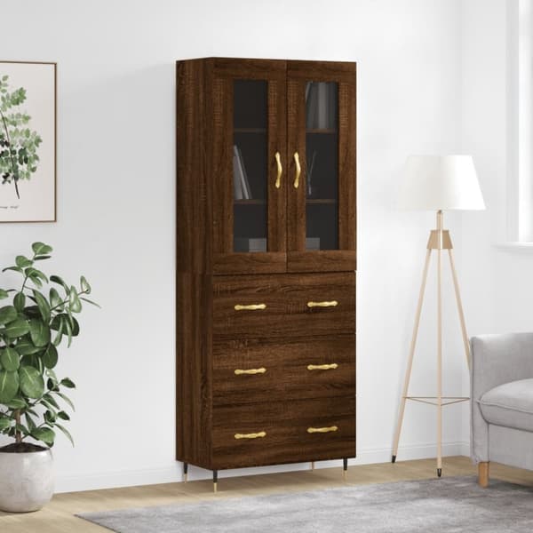vidaXL Kaappi ruskea tammi 69,5x34x180 cm tekninen puu