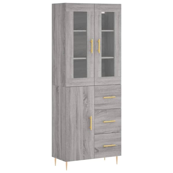 vidaXL højskab 69,5x34x180 cm konstrueret træ grå sonoma-eg