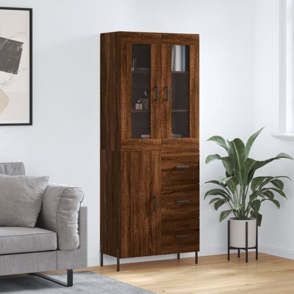 vidaXL højskab 69,5x34x180 cm konstrueret træ brun egetræsfarve
