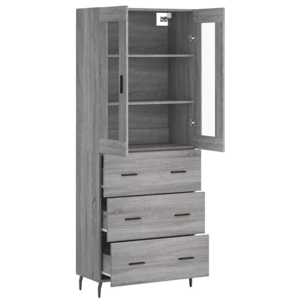 vidaXL højskab 69,5x34x180 cm konstrueret træ grå sonoma-eg