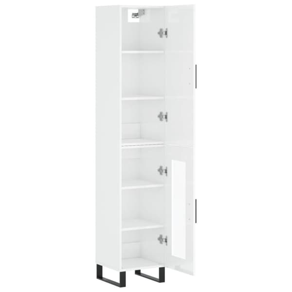 vidaXL Highboard høyglans hvit 34,5x34x180 cm konstruert tre