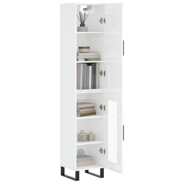 vidaXL Highboard høyglans hvit 34,5x34x180 cm konstruert tre