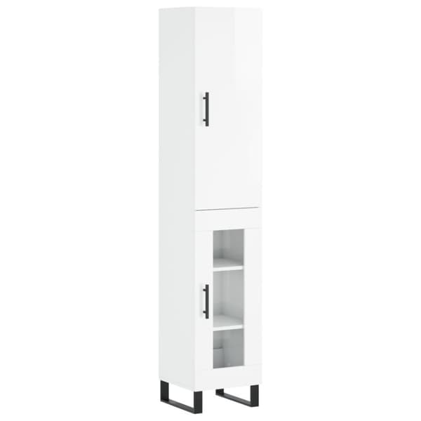 vidaXL Highboard høyglans hvit 34,5x34x180 cm konstruert tre
