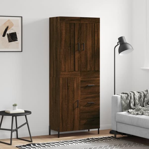 vidaXL højskab 69,5x34x180 cm konstrueret træ brun egetræsfarve