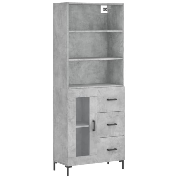 vidaXL Highboard betonggrå 69,5x34x180 cm konstruert tre