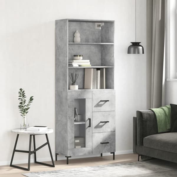 vidaXL højskab 69,5x34x180 cm konstrueret træ betongrå