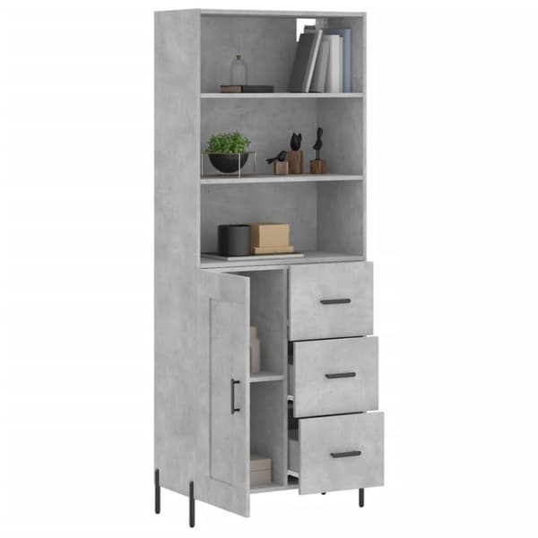 vidaXL højskab 69,5x34x180 cm konstrueret træ betongrå