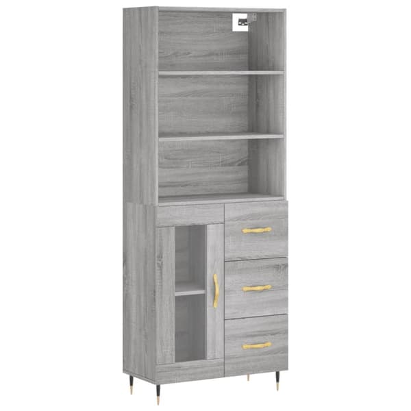 vidaXL højskab 69,5x34x180 cm konstrueret træ grå sonoma-eg