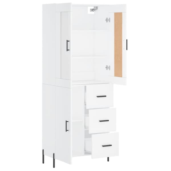 vidaXL Highboard hvit 69,5x34x180 cm konstruert tre