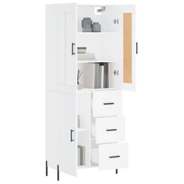 vidaXL Highboard hvit 69,5x34x180 cm konstruert tre