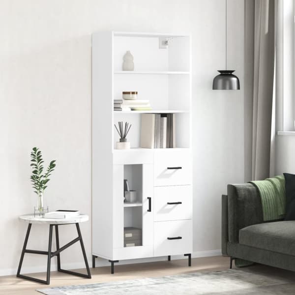 vidaXL højskab 69,5x34x180 cm konstrueret træ hvid