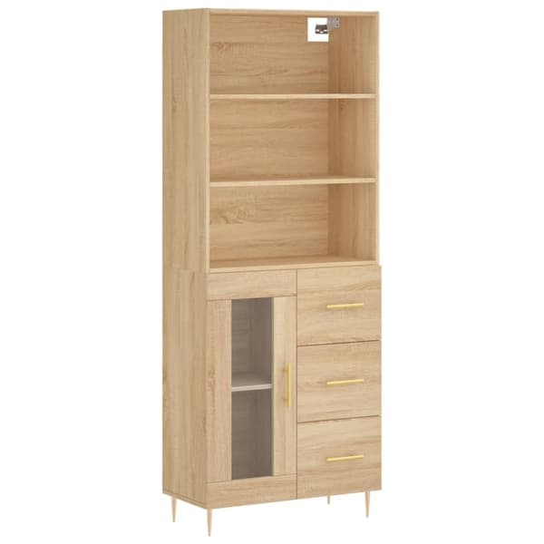 vidaXL Highboard sonoma eik 69,5x34x180 cm konstruert tre