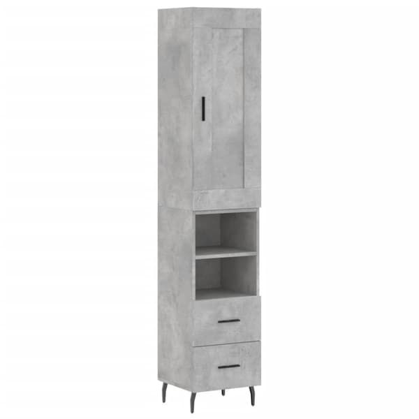 vidaXL Highboard betonggrå 34,5x34x180 cm konstruert tre