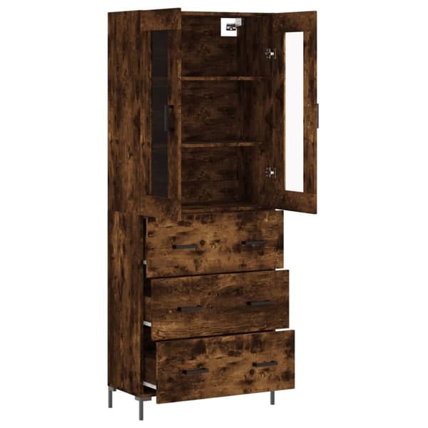 vidaXL Högskåp rökfärgad ek 69,5x34x180 cm konstruerat trä