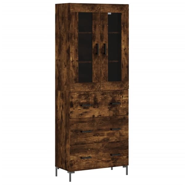 vidaXL Highboard røkt eik 69,5x34x180 cm konstruert tre