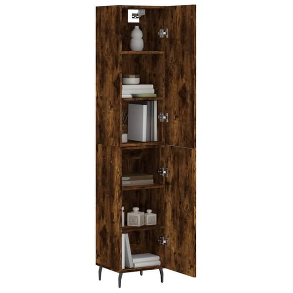 vidaXL Highboard røkt eik 34,5x34x180 cm konstruert tre