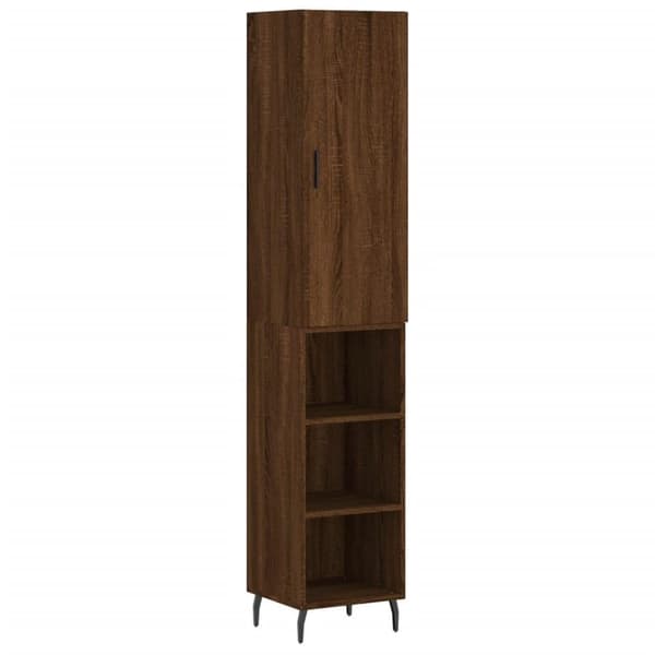 vidaXL Highboard brun eik 34,5x34x180 cm konstruert tre