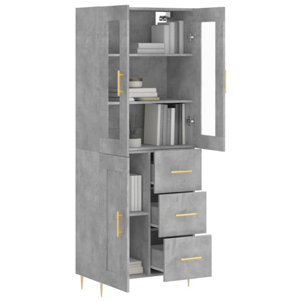 vidaXL Kaappi betoninharmaa 69,5x34x180 cm tekninen puu