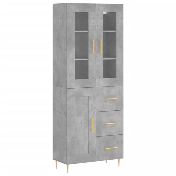 vidaXL Kaappi betoninharmaa 69,5x34x180 cm tekninen puu