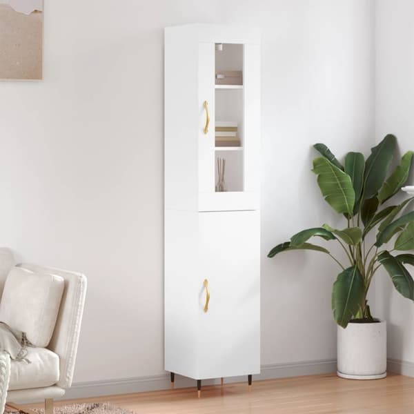 vidaXL Highboard hvit 34,5x34x180 cm konstruert tre