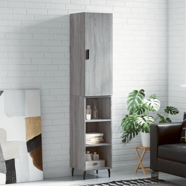 vidaXL højskab 34,5x34x180 cm konstrueret træ grå sonoma-eg