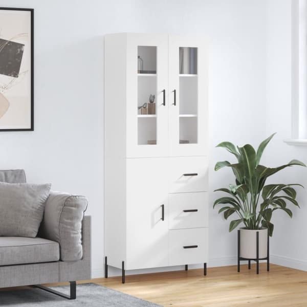 vidaXL højskab 69,5x34x180 cm konstrueret træ hvid