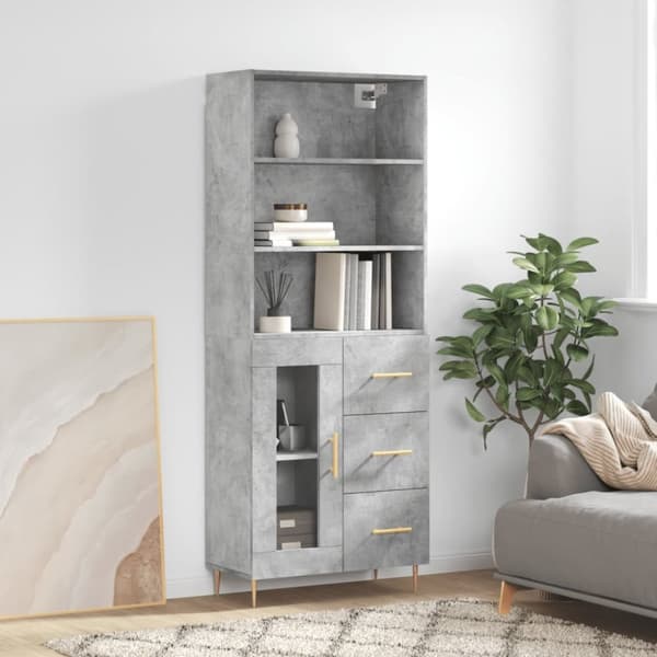 vidaXL højskab 69,5x34x180 cm konstrueret træ betongrå