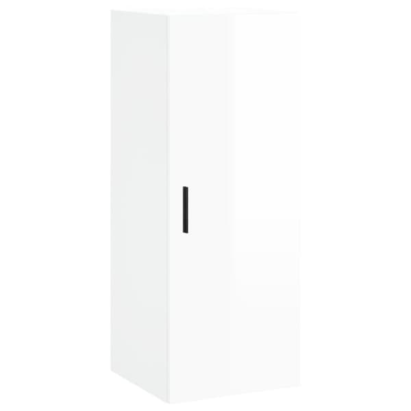 vidaXL Highboard høyglans hvit 34,5x34x180 cm konstruert tre
