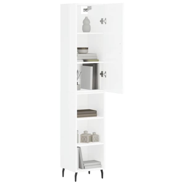 vidaXL Highboard høyglans hvit 34,5x34x180 cm konstruert tre