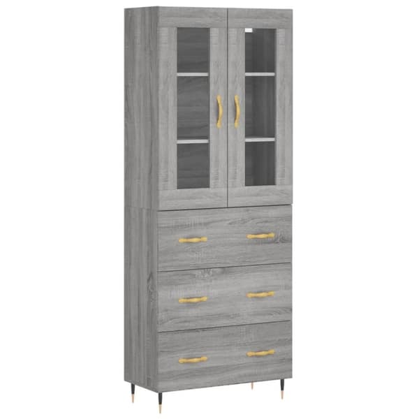 vidaXL Highboard grå sonoma 69,5x34x180 cm konstruert tre