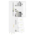 Miniatyrbilde 3 av 11: vidaXL Highboard hvit 69,5x34x180 cm konstruert tre