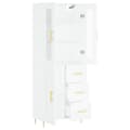 Miniatyrbilde 4 av 11: vidaXL Highboard hvit 69,5x34x180 cm konstruert tre