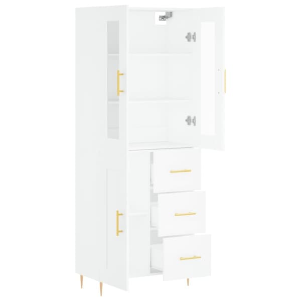 vidaXL Highboard hvit 69,5x34x180 cm konstruert tre